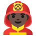 👨🏿‍🚒 man firefighter: dark skin tone display on Google